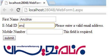 اعتبارسنجی کنترل ها توسط jquery در asp.net