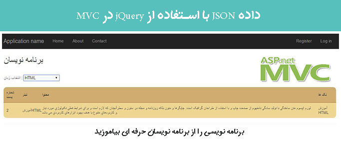 داده JSON با استفاده از jQuery در MVC
