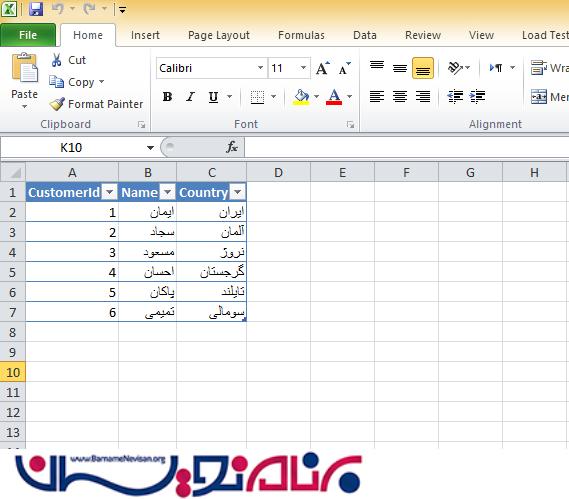 نوشتن داده در فایل اکسل (Excel) و دانلود فایل اکسل در Asp.Net نوشتن داده در فایل اکسل (Excel) و دانلود فایل اکسل در Asp.Net