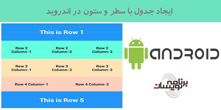 ایجاد جدول با سطر و ستون در اندروید