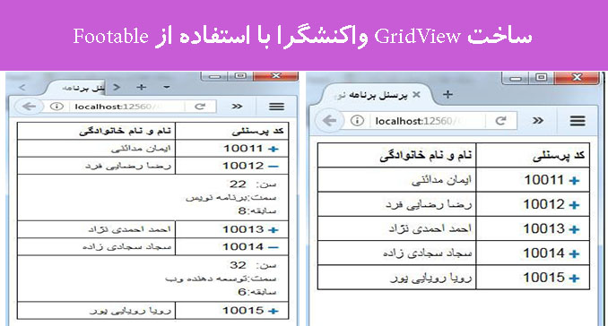 ساخت GridView واکنشگرا با استفاده از Footable