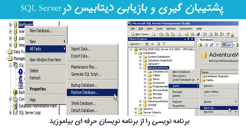 پشتیبان گیری و بازیابی دیتابیس درSQL Server