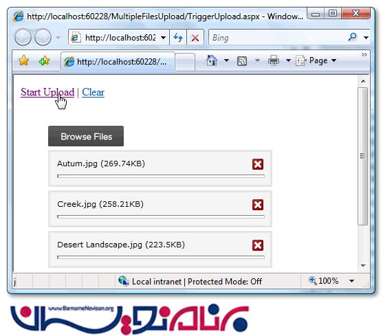 نحوه افزودن چند فایل همزمان با نمایش Progress Bar با استفاده از Flash  در Asp.Net