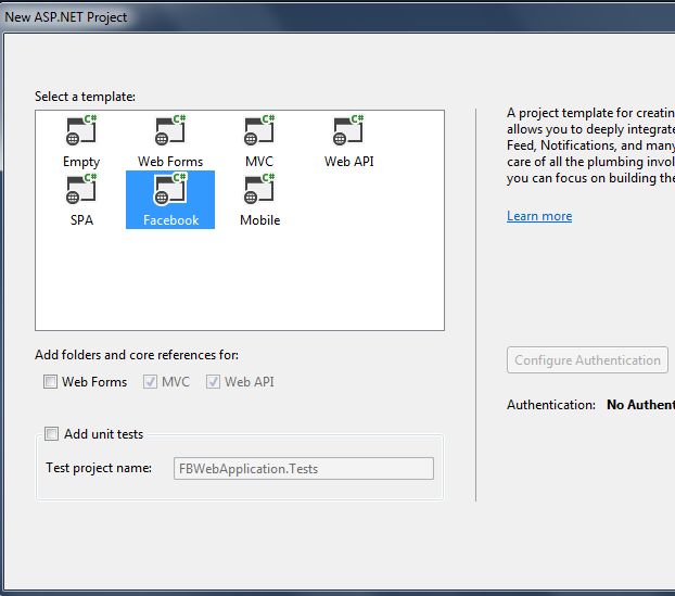 ساخت قالب فیس بوک در ویژوال استودیو 2013