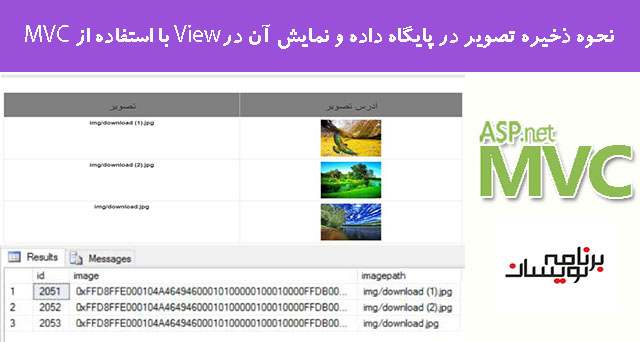نحوه ذخیره تصویر در پایگاه داده و نمایش آن درView با استفاده از MVC