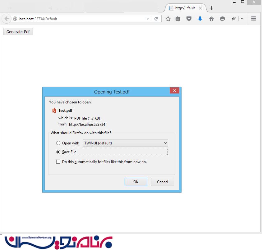 تولید فایل pdf  از محتوا در Asp.Net