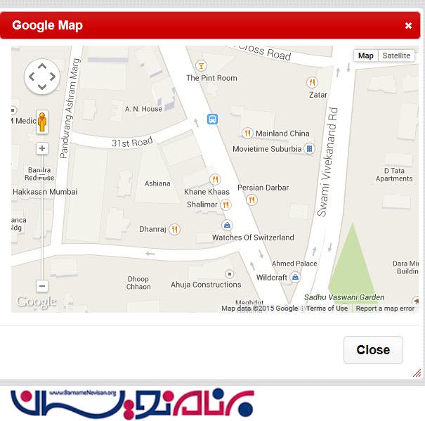 نمایش نقشه گوگل با استفاده از JQuery Dialog Modal PopUp 