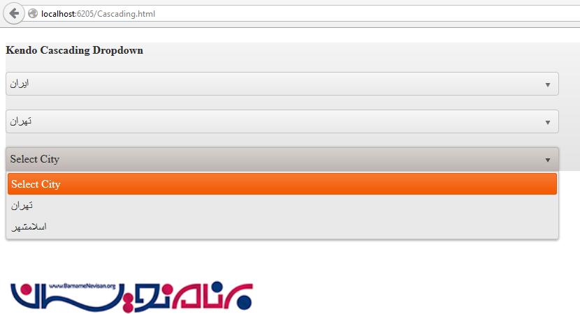 نحوه ساخت لیست آبشاری در Kendo توسط WebAPI و فریم ورک Entity