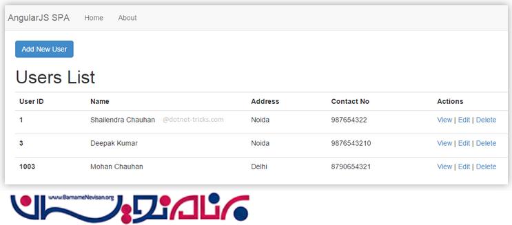 عملیات CRUD با استفاده از AngularJS، RequireJS و WebAPI در SPA