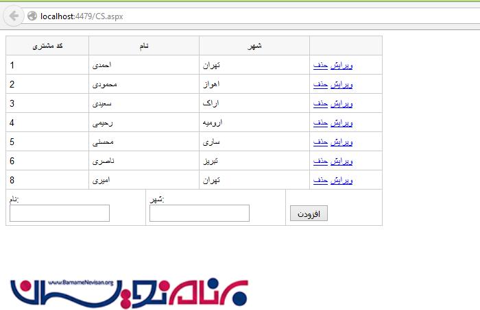 پیاده سازی CRUD درGridView با استفاده از  ASP.Net jQuery AJAX 