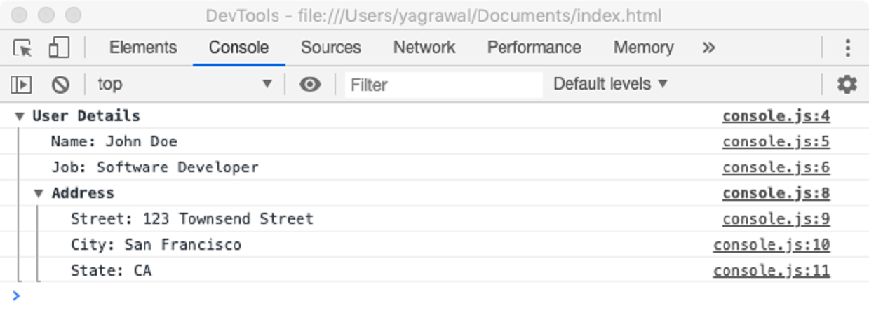  کنسول جاوا اسکریپت 